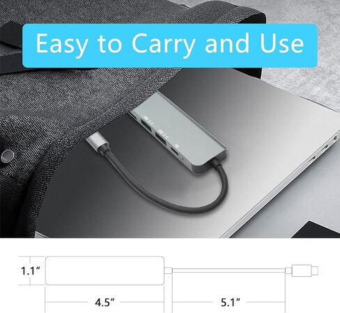 موزع USB C، محول متعدد المنافذ 6 في 1 مع HDMI 4K، طاقة PD 100 واط، USB 2.0/3.0 وقارئ بطاقة SD/TF، ​​للهواتف المحمولة والكمبيوتر اللوحي والكمبيوتر المحمول والكمبيوتر الشخصي والمزيد من منفذ USB من النوع C in Kuwait