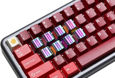 KPREPUBLIC Teamwolf Stainless Steel MX Metal Keycap for Keyboard Gaming Key QWERWASD R2 R3 Light Through Back lit Black Blue Gold Gradient (TW Gold QWERWASD) in Saudi Arabia