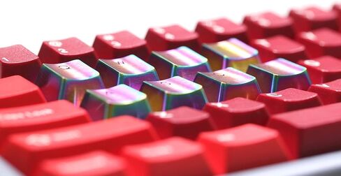 KPREPUBLIC Teamwolf Stainless Steel MX Metal Keycap for Keyboard Gaming Key QWERWASD R2 R3 Light Through Back lit Black Blue Gold Gradient (TW Gold QWERWASD) in Saudi Arabia