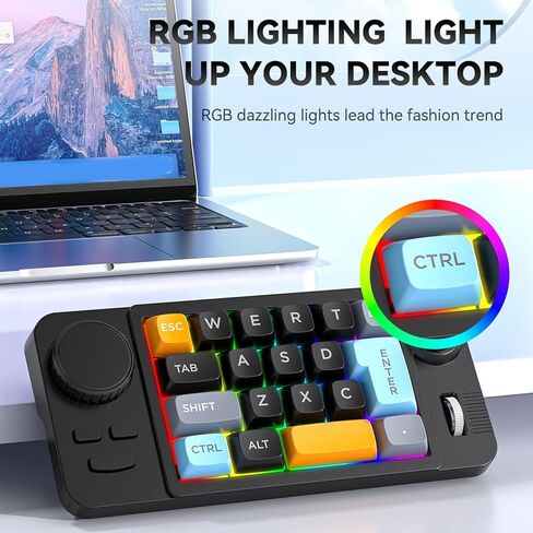 UncleS Double Scroll Wheel Mechanical Keyboard 19 Key Small Keypad Color Backlits Programmable Joystick Hot Swappable Switches Space Saving Macroed Gaming Keyboard in Saudi Arabia