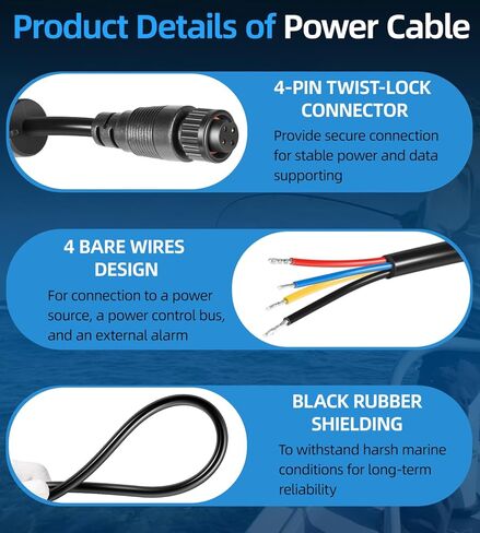4-Pin Power Cable 000-00128-001 for Simrad Navico B&G NSS evo1/evo2/evo3, NSO, NSE, LSS1, BSM, GO, Zeus, Vulcan, 2m (6.5ft) Power Cord for Power Control Bus and External Alarm in Saudi Arabia