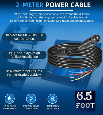 4-Pin Power Cable 000-00128-001 for Simrad Navico B&G NSS evo1/evo2/evo3, NSO, NSE, LSS1, BSM, GO, Zeus, Vulcan, 2m (6.5ft) Power Cord for Power Control Bus and External Alarm in Saudi Arabia