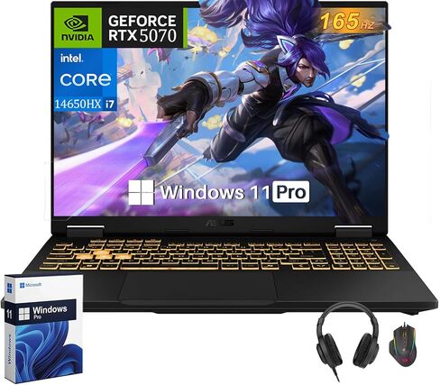 ASUS TUF F16 Gaming Laptop, 16" WUXGA 165Hz LED Display, Intel Core i7 Processor 14650HX(Up to 5.2 GHz), NVIDIA GeForce RTX 5070, 64 GB DDR5, 1 TB SSD, Wi-Fi 6E, Large Bettery, Windows 11 Pro in Saudi Arabia
