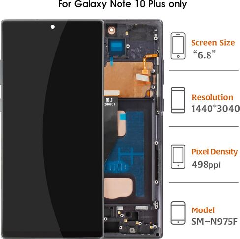 بديل شاشة InCell LCD (بدون وظيفة بصمة الإصبع) لهاتف Samsung Galaxy Note 10 Plus 6.6 بوصة SM-N975U/F/W مجموعة رقمنة اللمس (إطار أسود Aura لهاتف Galaxy Note 10 Plus incell) in Kuwait