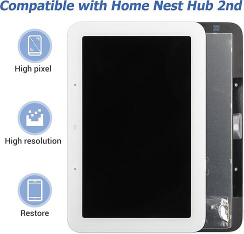 [مع إطار أبيض] مجموعة محول رقمي لشاشة LCD تعمل باللمس جديدة من Vvsialeek لجهاز Google Home Nest Hub 2nd مع مجموعة أدوات الإصلاح الفنية - وظيفة بصمة الإصبع in Kuwait