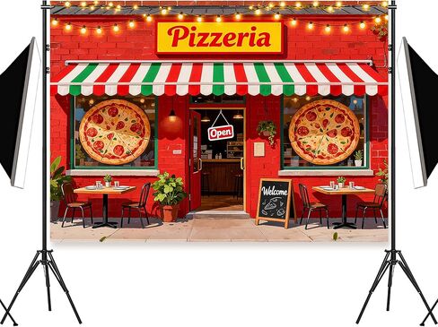 بيتزا شوب خلفية 7x5FT، موضوع الطبخ خلفية بيتزا خمر لديكورات حفلات البيتزا، استحمام الطفل، حفلة عيد ميلاد الأولاد والبنات، متجر بيتزا الدعائم التقاط الصور (أحمر) in Kuwait