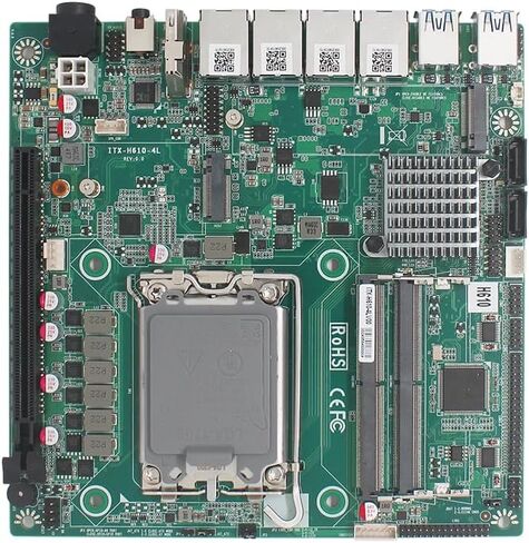 اللوحة الأم 3*i225/i226+1*i219V LAN Mini-ITX DDR5، Intel H610 SATA 6 جيجابت/ثانية (الجيل الثاني عشر Core i3/i5/i7 LGA1700 CPU، M.2 (NVME)، 2*SATA3.0، فتحة PCIEX16، اللوحة الأم N17 NAS/LVDS/GPIO) in Kuwait