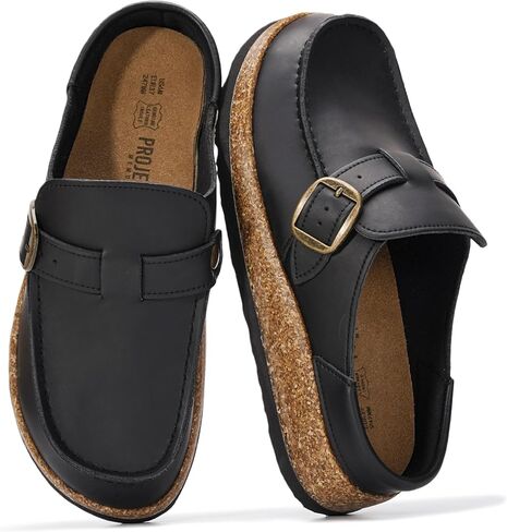 Project Cloud Genuine Leather Clogs for Women - Memory Foam Insole Womens Clogs Non-Slip Outsole Mules for Women Footwear - Women's Mules & Clogs Fall Shoes (Haven,THYMESUEDE,8.5M) in Saudi Arabia