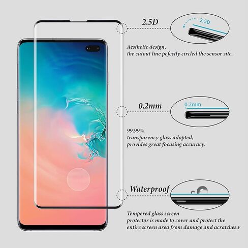 2 Pack Screen Protector for Samsung Galaxy S10 Plus 6.4 Inch, HD Clear Tempered Glass, Easy Installation, High Sensitivity, Case Friendly in Saudi Arabia