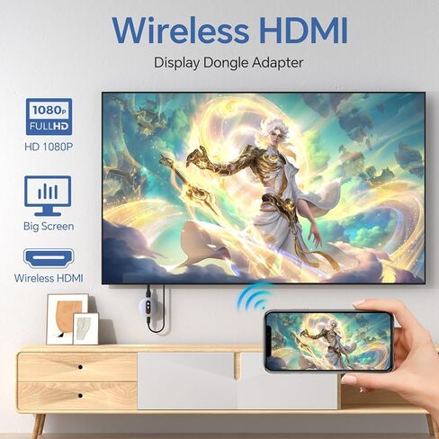 محول دونجل عرض HDMI لاسلكي - دونجل Miracast مع AirPlay DLNA، لبث الفيديو/الصوت من الهاتف، والكمبيوتر المحمول إلى HDTV، والشاشة، وجهاز العرض in Saudi Arabia
