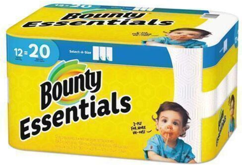 Bounty Essentials Select-A-Size Paper Towels, White, 2 Double Rolls = 4 Regular Rolls in Kuwait