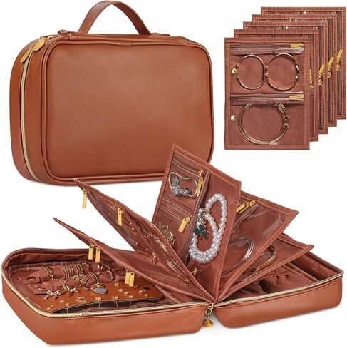 Travel Jewelry Case Organizer for Women, Jewelry Storage Book with Small Pouch, Travel Jewelry Bag Case for Traveling Necklace, Earrings, Rings, Bracelet Organizer in Saudi Arabia
