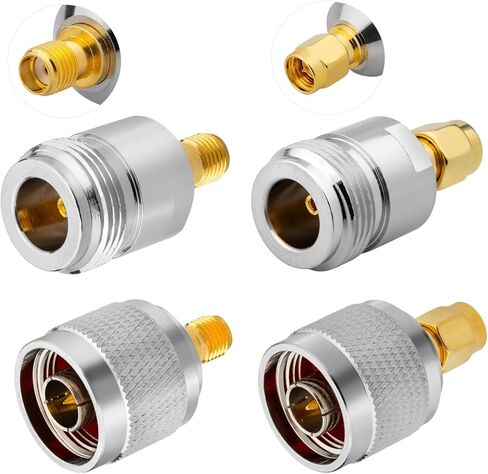 Anina 4 Pack SMA to N-Type Adapter Kit SMA Male/Female Coaxial Connectors for Ham Radio/5G/ WiFi Antenna, Test Equipment in Saudi Arabia