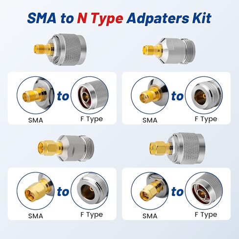 Anina 4 Pack SMA to N-Type Adapter Kit SMA Male/Female Coaxial Connectors for Ham Radio/5G/ WiFi Antenna, Test Equipment in Saudi Arabia