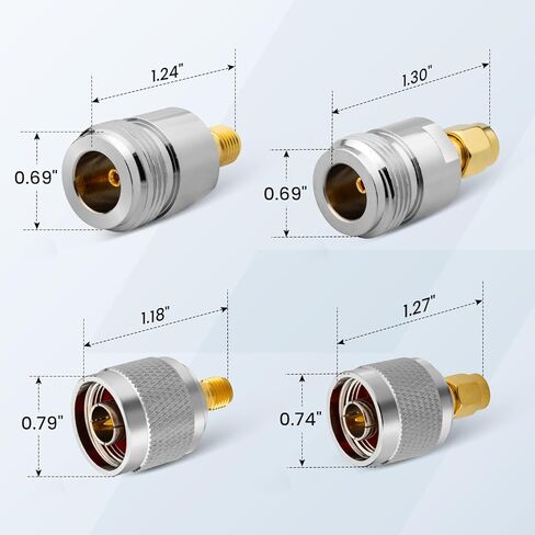 Anina 4 Pack SMA to N-Type Adapter Kit SMA Male/Female Coaxial Connectors for Ham Radio/5G/ WiFi Antenna, Test Equipment in Saudi Arabia
