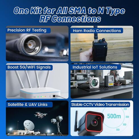 Anina 4 Pack SMA to N-Type Adapter Kit SMA Male/Female Coaxial Connectors for Ham Radio/5G/ WiFi Antenna, Test Equipment in Saudi Arabia