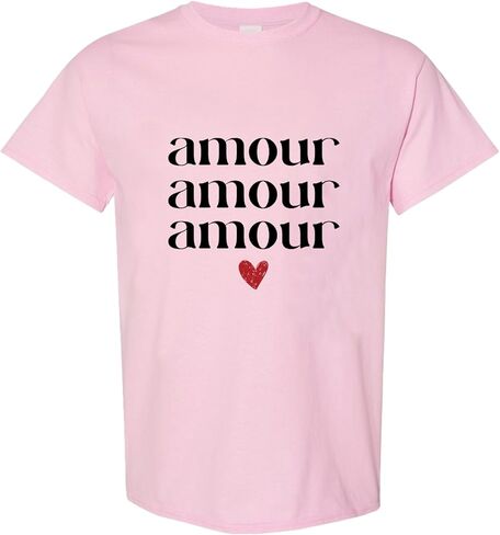 Amour Amour Amour Short Sleeve Unisex Tee Shirt | Family Matching |Baby, Kids & Adult Sizes 1512 in Saudi Arabia