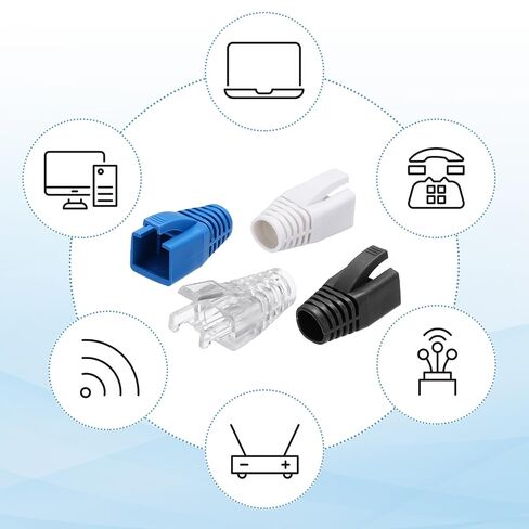 MECCANIXITY 50 حزمة غطاء حذاء كابل موصل، Cat6A Cat7/7A إيثرنت كابل شبكة التمهيد، قطر الفتحة 8 مم (أزرق) in Kuwait