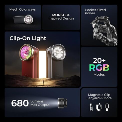 Wurkkos HD03 Rechargeable EDC Flashlight 680 High Lumen Clip Light, Small Flashlight Triple Light Source, 90 High CRI, IPX6 Waterproof, Magnetic Mini Pocket Flashlight for Working Emergency Signal in Saudi Arabia