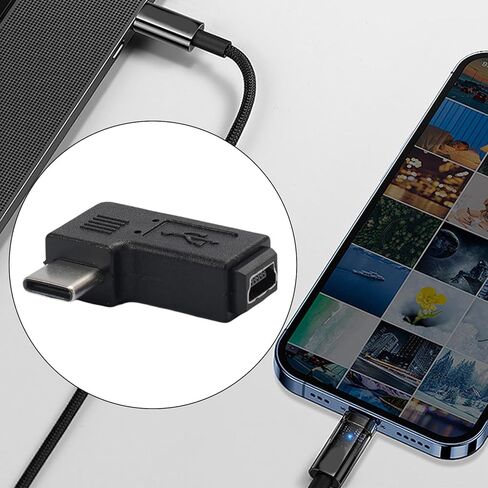 5Pin USB Female to C Male Converter Connector for Phone Laptop Digital Camera 90 Degree Type-C to 5Pin Adapter Charging and Data Transfer Adapter in Saudi Arabia