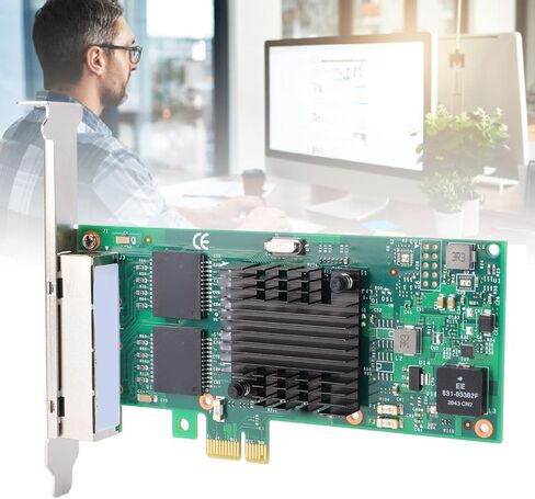 بطاقة الشبكة PCI Express، محول جيجابت إيثرنت ذو 4 منافذ مع شريحة، واجهة PCIE 2.1 X1 للتطبيقات الصناعية للكمبيوتر المكتبي الخادم in Kuwait