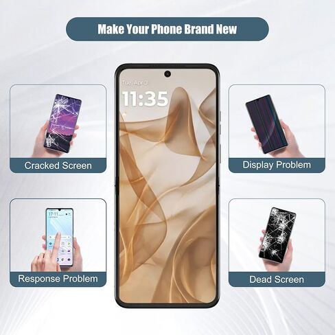 مجموعة محول رقمي لشاشة LCD بديلة تعمل باللمس متوافقة مع Moto Razr 50 XT2453/50 Ultra XT2451/razr+ 2024 6.9 بوصة مع أدوات (أسود) in Saudi Arabia