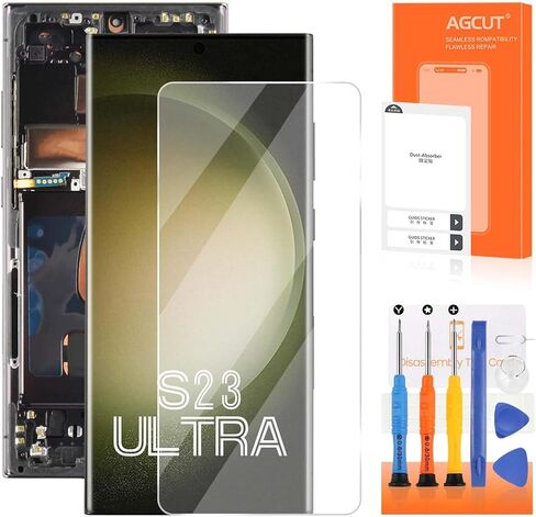 AGCUT OLED for Samsung Galaxy S23 Ultra Screen Replacement for Display Samsung S23 Ultra LCD SM-S918B SM-S918U LCD Digitizer Touch Screen Assembly Black with Frame (US Version,Support Fingerprint) in Saudi Arabia