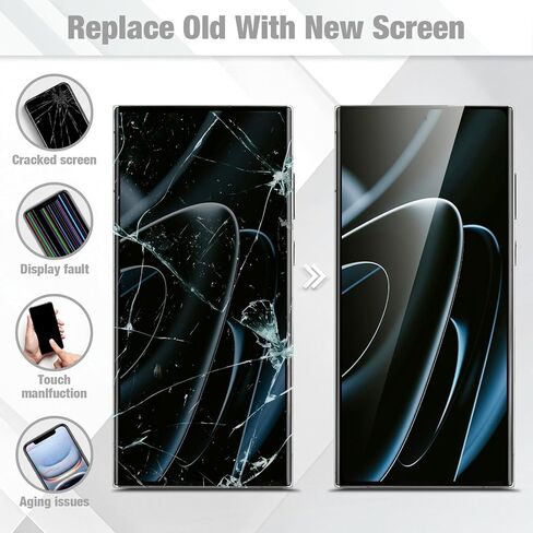 بديل شاشة OLED لهاتف Samsung Galaxy S22 Ultra 5G لشاشة Samsung S22 Ultra 5G LCD SM-S908 SM-S908B مجموعة محول رقمي للشاشة تعمل باللمس مع إطار، إصدار الولايات المتحدة، فضي in Kuwait