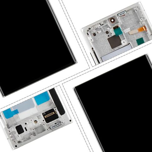 بديل شاشة OLED لهاتف Samsung Galaxy S22 Ultra 5G لشاشة Samsung S22 Ultra 5G LCD SM-S908 SM-S908B مجموعة محول رقمي للشاشة تعمل باللمس مع إطار، إصدار الولايات المتحدة، فضي in Kuwait