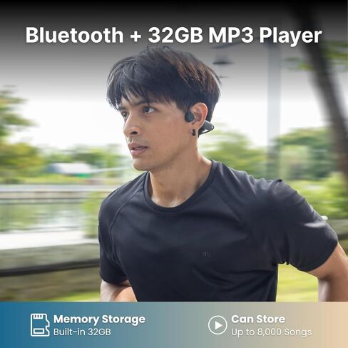 Jabees 7Seven سماعات توصيل العظام اللاسلكية، IP68 سماعات سباحة مقاومة للماء مع مشغل MP3 سعة 32 جيجابايت، بلوتوث 6.0، سماعات أذن رياضية مفتوحة للجري وركوب الدراجات والتمرين in Kuwait