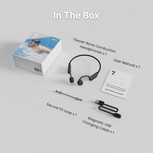 Jabees 7Seven سماعات توصيل العظام اللاسلكية، IP68 سماعات سباحة مقاومة للماء مع مشغل MP3 سعة 32 جيجابايت، بلوتوث 6.0، سماعات أذن رياضية مفتوحة للجري وركوب الدراجات والتمرين in Kuwait