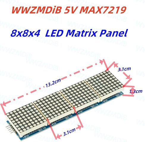 لوحة مصفوفة LED WWZMDiB 5V MAX7219 مقاس 8x8x4 متوافقة مع Arduino DIY (WWZ0506) in Saudi Arabia