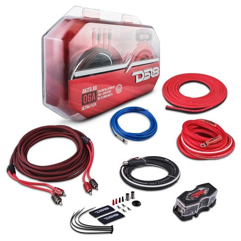 DS18 AKIT0.RD 0-GA مجموعة أسلاك تركيب مكبر الصوت مع حامل الصمامات 250A، ما يصل إلى 3500 واط RMS، سلك فائق المرونة، طقم أسلاك أمبير، طقم أسلاك أمبير 0 مقياس - أحمر in Kuwait