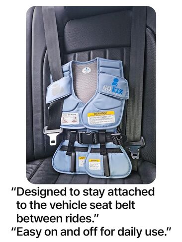 801 Child Restraint Vest – Lightweight Portable Car Seat Belt Positioner, Travel Safety Harness (Ages 3–6, Light Blue) in Saudi Arabia