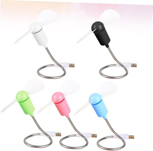 5 قطع من مراوح USB الصغيرة المرنة الصغيرة الهادئة لتبريد الكمبيوتر المحمولة الشخصية للسفر المكتبي - لون عشوائي in Kuwait