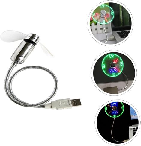 مروحة ساعة USB مبتكرة مع شاشة LED، مروحة صغيرة محمولة قابلة لإعادة الشحن تعمل بمنفذ USB لتبريد المكتب المنزلي والاستخدام المكتبي in Kuwait