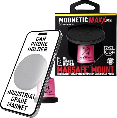 Mob Armor MobNetic Maxx MS - MagSafe Compatible Car Phone Mount w/ 90º Tilt, 360º Rotation & Durable Aluminum Build, Magnetic Holder for iPhone & Android Devices, USA Assembled - Black in Kuwait