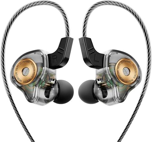 سماعات أذن QKZ AK6 فائقة السلكية للألعاب داخل الأذن، سماعات IEM مع ميكروفون، DEEP BASS HiFi عزل الضوضاء سلكي لمقبس 3.5 مم لمكالمات الفيديو وألعاب الموسيقى - أسود in Kuwait