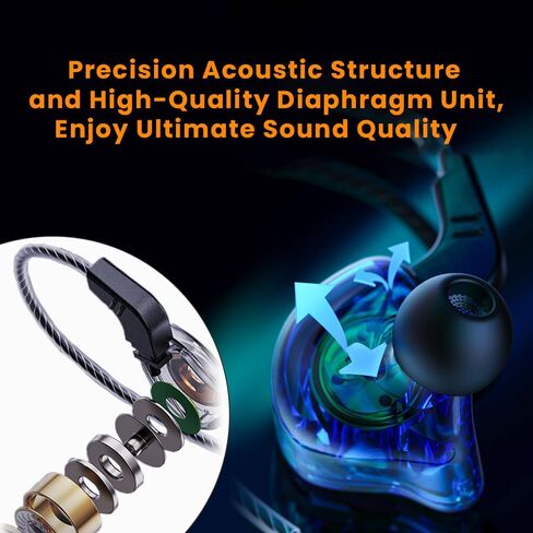 سماعات أذن QKZ AK6 فائقة السلكية للألعاب داخل الأذن، سماعات IEM مع ميكروفون، DEEP BASS HiFi عزل الضوضاء سلكي لمقبس 3.5 مم لمكالمات الفيديو وألعاب الموسيقى - أسود in Kuwait