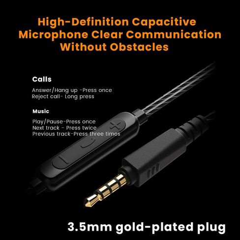 سماعات أذن QKZ AK6 فائقة السلكية للألعاب داخل الأذن، سماعات IEM مع ميكروفون، DEEP BASS HiFi عزل الضوضاء سلكي لمقبس 3.5 مم لمكالمات الفيديو وألعاب الموسيقى - أسود in Kuwait