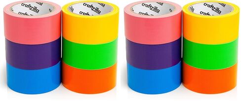 Craftzilla Rainbow Colored Duct Tape - 6 Bright Duct Tape Colors - 10 Yards x 2 Inch - Waterproof Duct Tape  - Multipack for Arts - Heavy Duty Color Duct Tape Rolls in Kuwait
