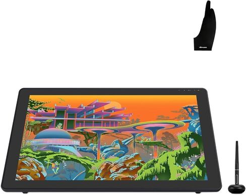 HUION Kamvas 22 Plus QLED Drawing Tablet with Full-Laminated Screen USB-C Connection 140% sRGB Tilt, 21.5 inch Graphics Art Tablet for Artist & Designer, Work with Mac, Windows, Linux & Android Black in Saudi Arabia