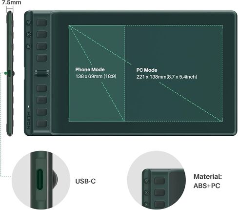تابلت الرسم HUION Inspiroy 2 متوسط ​​الحجم وقفاز فنان كبير الحجم من HUION in Saudi Arabia