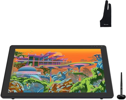 تابلت رسم HUION Kamvas 22 Plus QLED مع شاشة مغلفة بالكامل، وصلة USB-C، وإمالة 140% sRGB، وتابلت رسومات 21.5 بوصة وقفاز كبير الحجم in Saudi Arabia