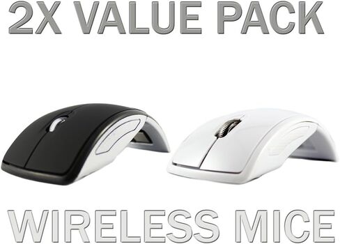 SANOXY 2X Value Pack for Microsoft Laptop 2.4ghz Wireless Foldable Folding Arc Optical Mouse USB (Black and White) in Saudi Arabia