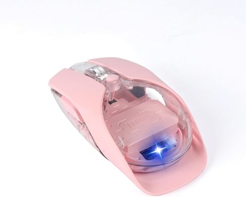 Wireless Bluetooth Mouse,Rechargeable BT & 2.4G Dual Mode Transparent Magnetic Shell Design Portable Optical Mouse with 5Adjustable Resolution,7 RGB Light Gaming Mice for Laptop/PC/Tablet/MacBook-pink in Kuwait