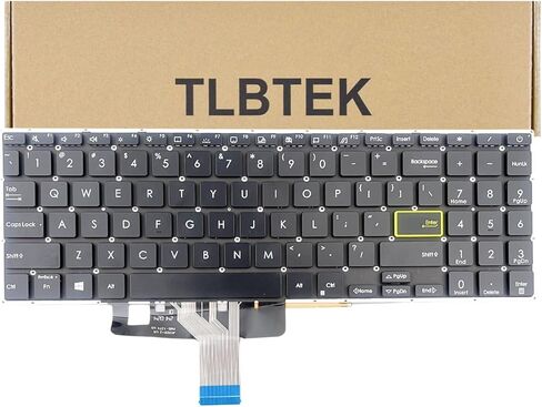 استبدال لوحة المفاتيح الخلفية TLBTEK متوافق مع Asus VivoBook A521 E510 E510M E510MA L510 L510M L510MA M533E M533F M533IA M533UA S533 S533E S533EA S533EQ S533F X521 X521EA X521EQ Series Laptop in Kuwait