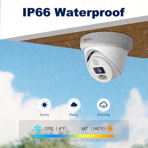 كاميرا Anpviz 6MP PoE IP للأعمال، كاميرا برجية فائقة الدقة في الهواء الطلق مع صوت ثنائي الاتجاه، رؤية ليلية ملونة ذكية بطول 100 قدم، اكتشاف المركبات البشرية بالذكاء الاصطناعي، فتحة MicroSD بسعة 256 جيجابايت، IP66 معدنية كاملة NDAA (سلسلة U) in Kuwait