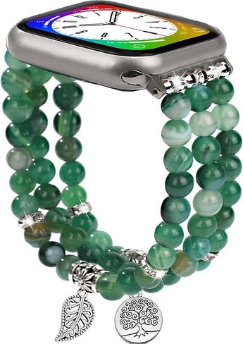 Beaded Apple Watch Band Compatible with Apple Watch Bands for Women 40mm 38mm 41mm 44mm 42mm 45mm 46mm 49mm, Handmade Elastic Stretch Strap for iWatch Bands Series 11 9 8 7 6 5 4 3 2 1 SE in Saudi Arabia