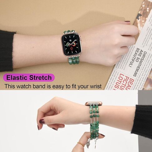 Beaded Apple Watch Band Compatible with Apple Watch Bands for Women 40mm 38mm 41mm 44mm 42mm 45mm 46mm 49mm, Handmade Elastic Stretch Strap for iWatch Bands Series 11 9 8 7 6 5 4 3 2 1 SE in Saudi Arabia